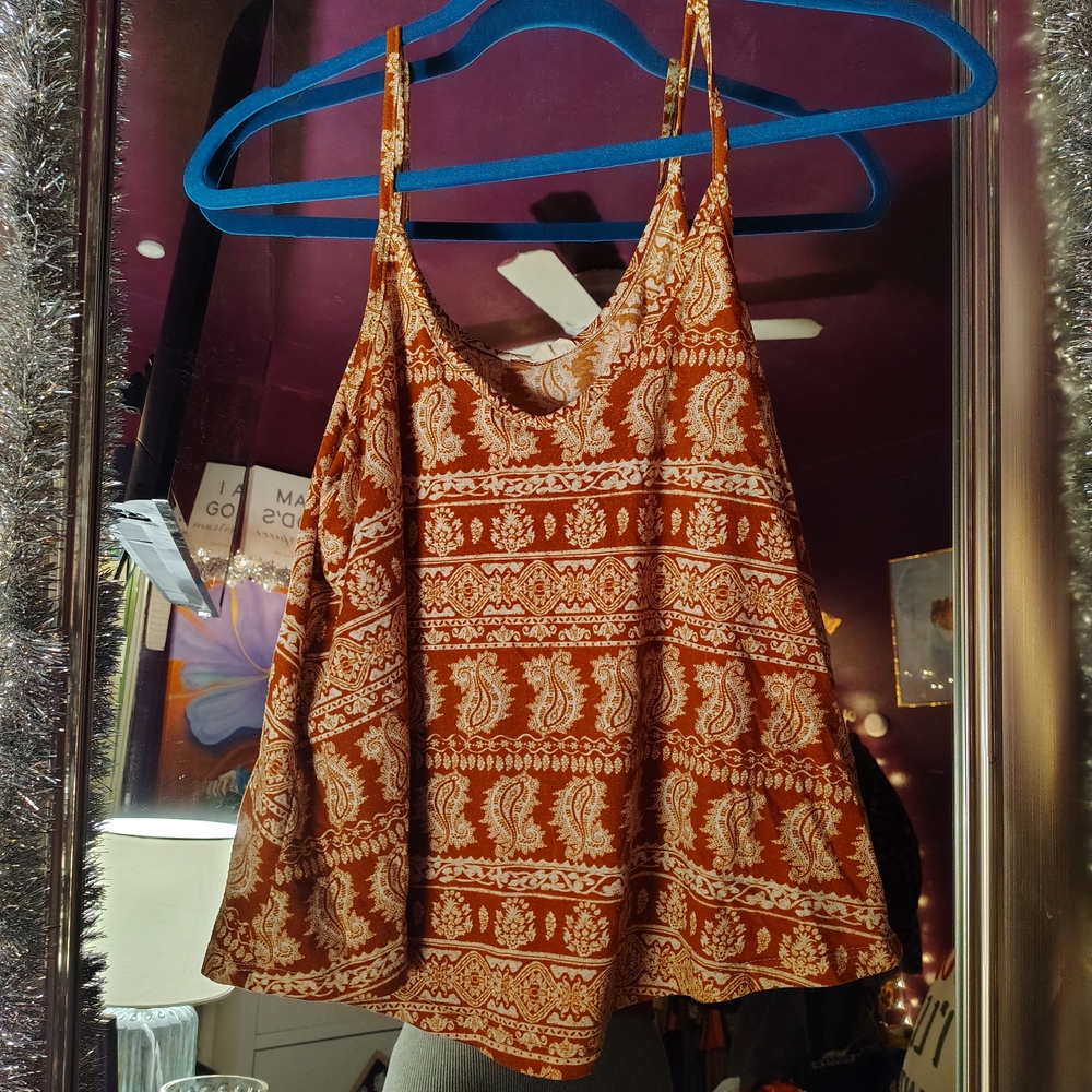 Lush Orange and White Paisley Camisole
